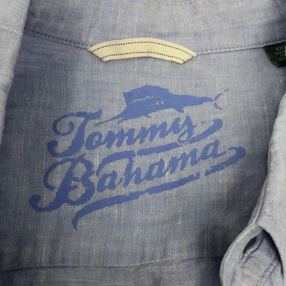 Tommy Bahama Shirt 100% Linen Blue Long Sleeve Button Down Relaxed Beach Coastal - Picture 2 of 12